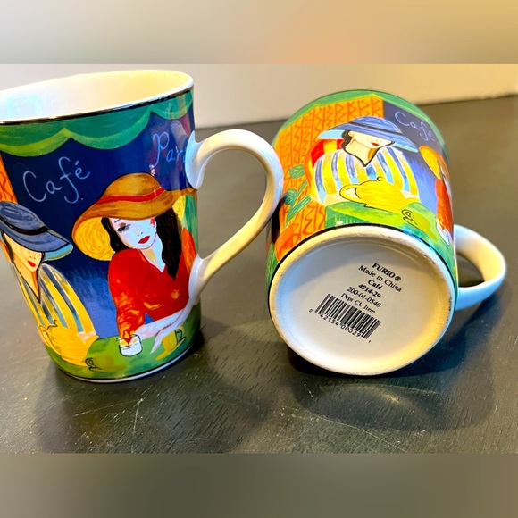 Furio Cafe Coffee Cup Mug Ladies in Hats 4914 Set Of 2. 6 Sets Available - Picture 3 of 6